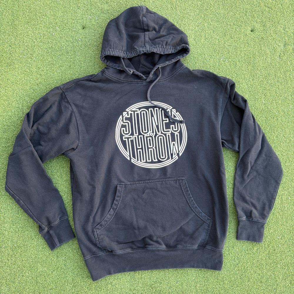 Stones Throw Records Hoodie Mens Medium Black Pullover Peanut Butter Wolf Label
